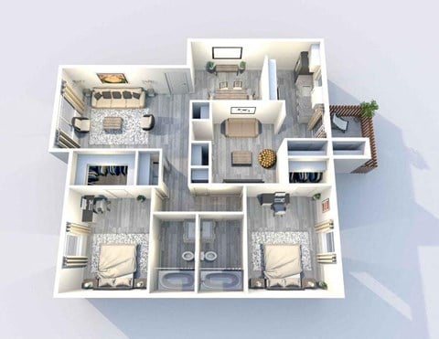 Floor plan for 2 beds, 2 baths, 1212 sqft